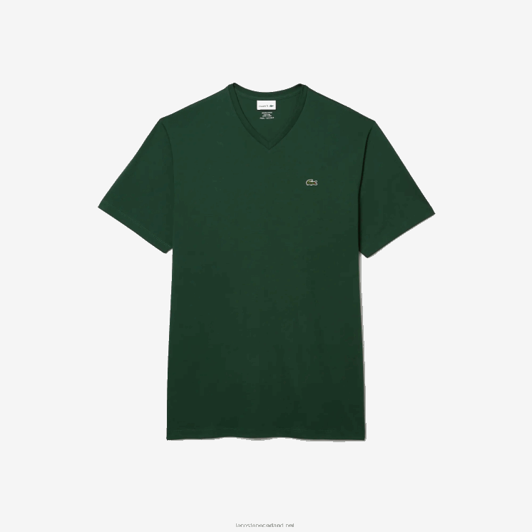 Lacoste regular fit geribbeld katoenen poloshirt met v-hals (grote maten) 0828H823 groen 132 Heren