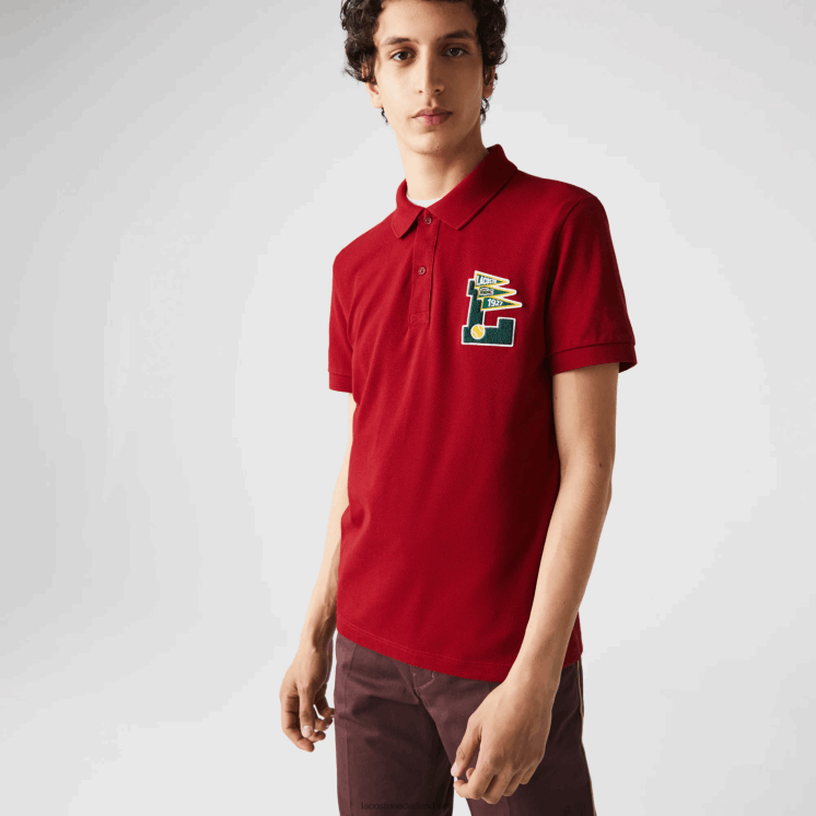 Lacoste regular fit katoenen piqué polo met l-badge 0828H895 rode 5sx Heren