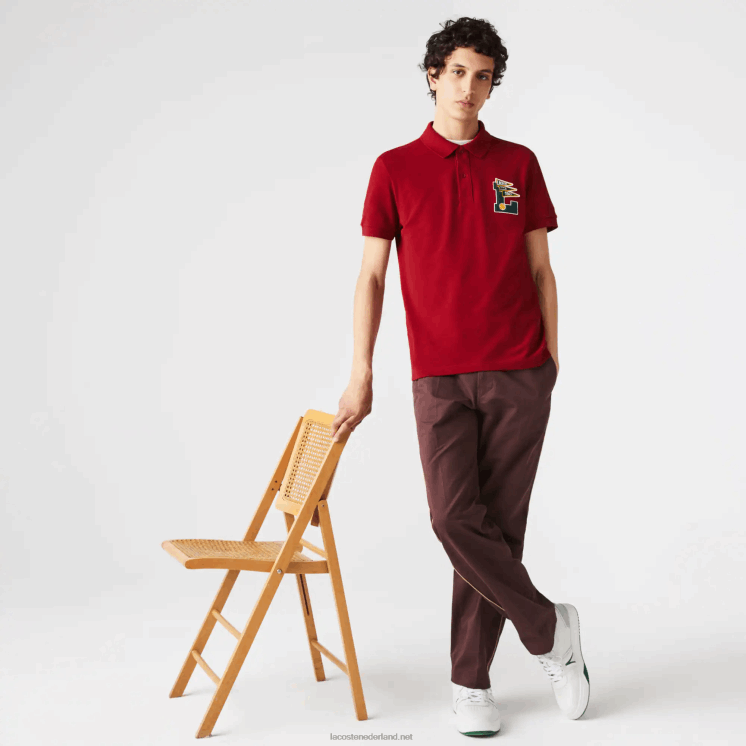 Lacoste regular fit katoenen piqué polo met l-badge 0828H895 rode 5sx Heren