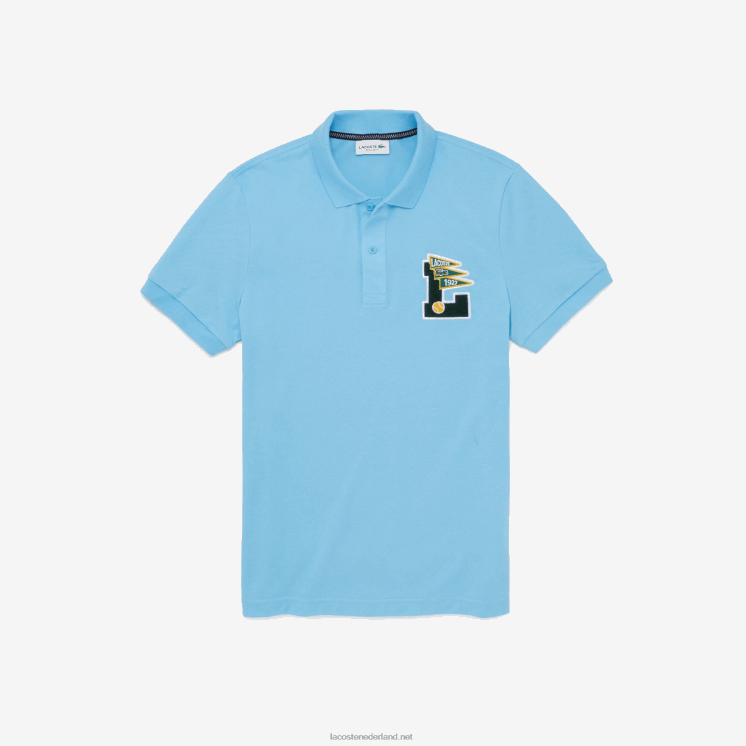 Lacoste regular fit katoenen piqué polo met l-badge 0828H897 lichtblauw 709 Heren