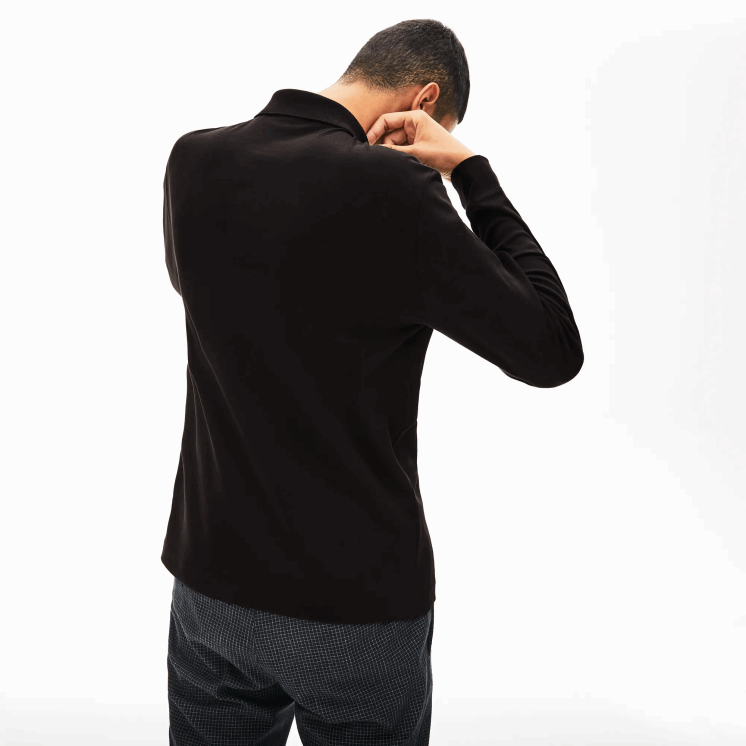 Lacoste regular fit pimakatoen polo met lange mouwen 0828H858 zwart 031 Heren
