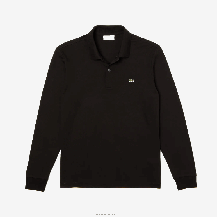Lacoste regular fit pimakatoen polo met lange mouwen 0828H858 zwart 031 Heren