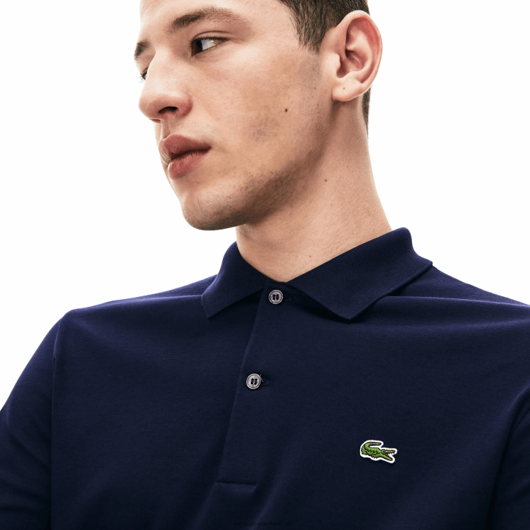 Lacoste regular fit pimakatoen polo met lange mouwen 0828H860 marineblauw 166 Heren