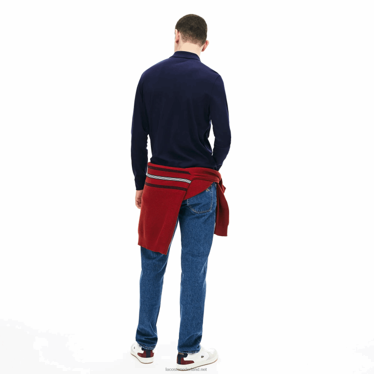 Lacoste regular fit pimakatoen polo met lange mouwen 0828H860 marineblauw 166 Heren