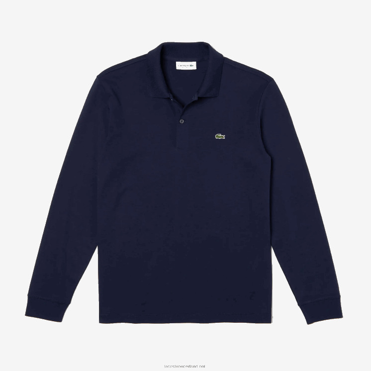 Lacoste regular fit pimakatoen polo met lange mouwen 0828H860 marineblauw 166 Heren