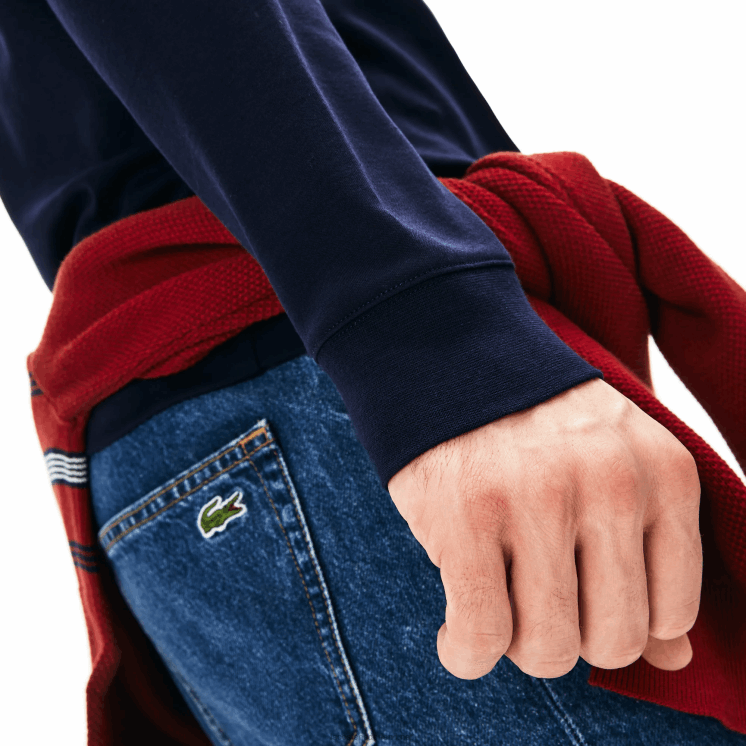 Lacoste regular fit pimakatoen polo met lange mouwen 0828H860 marineblauw 166 Heren
