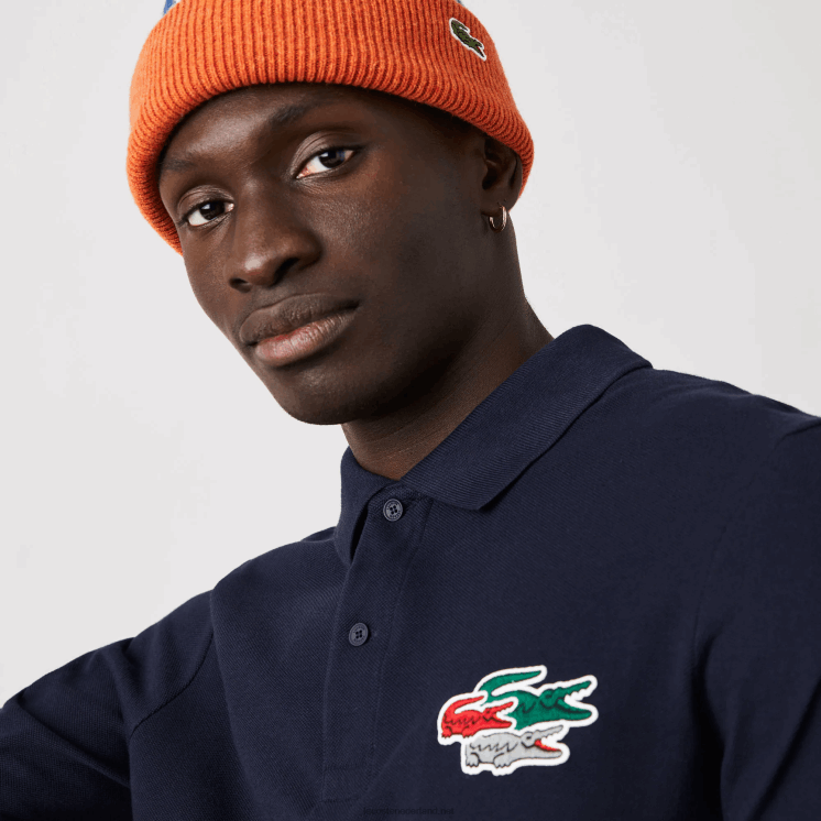 Lacoste regular fit polo van biologisch katoen 0828H917 marineblauw 166 Heren