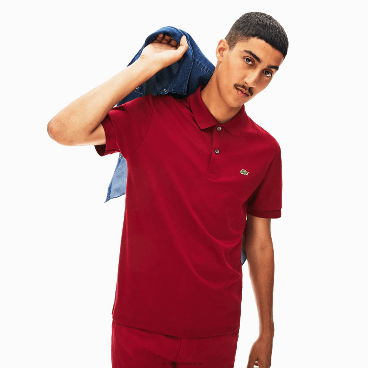Lacoste regular-fit polo van pimakatoen 0828H258 bordeaux 476 Heren