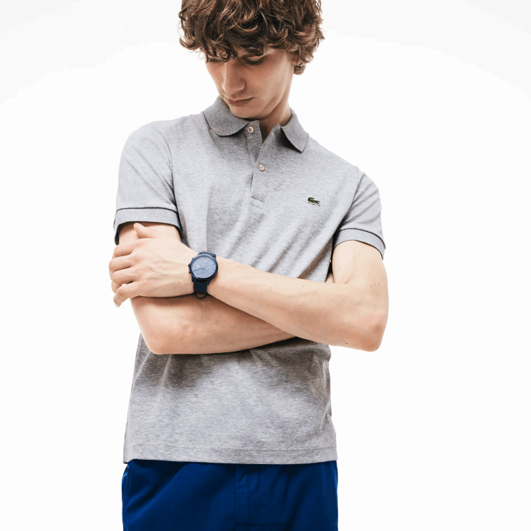 Lacoste regular-fit polo van pimakatoen 0828H798 grijze chine ca Heren