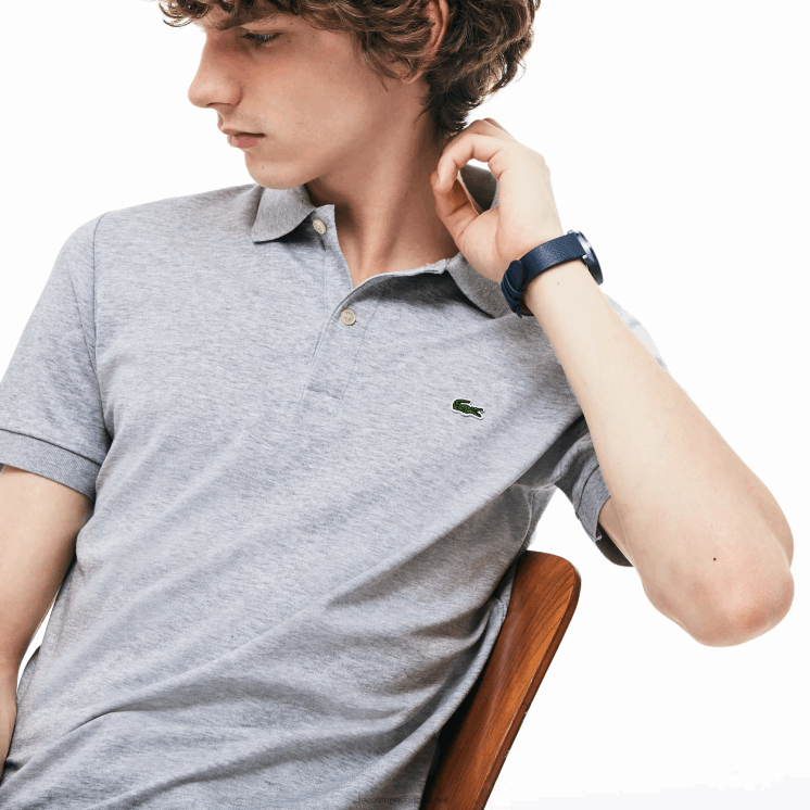 Lacoste regular-fit polo van pimakatoen 0828H798 grijze chine ca Heren