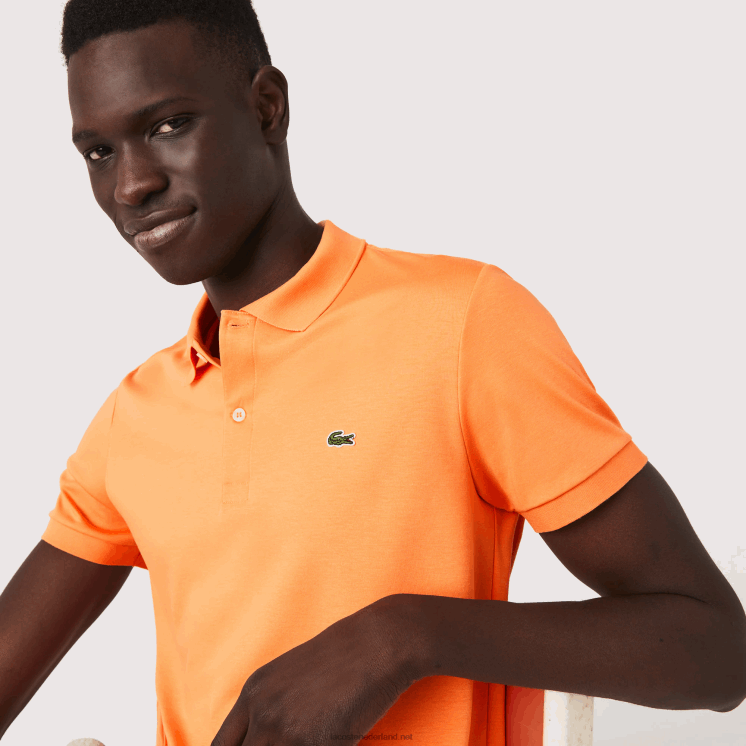 Lacoste regular-fit polo van pimakatoen 0828H946 oranje npb Heren