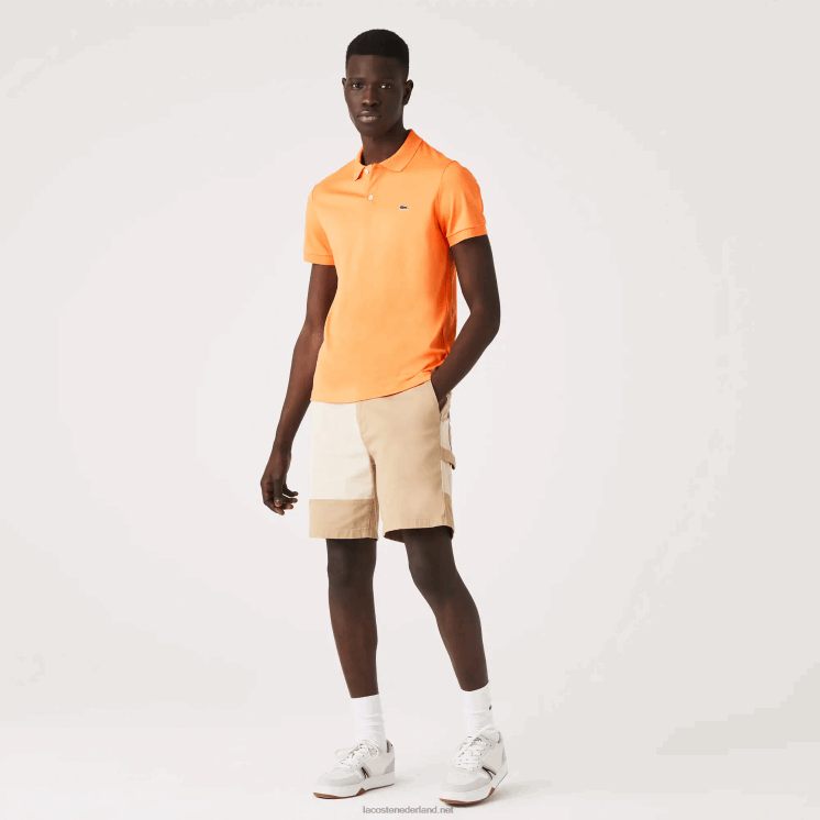 Lacoste regular-fit polo van pimakatoen 0828H946 oranje npb Heren