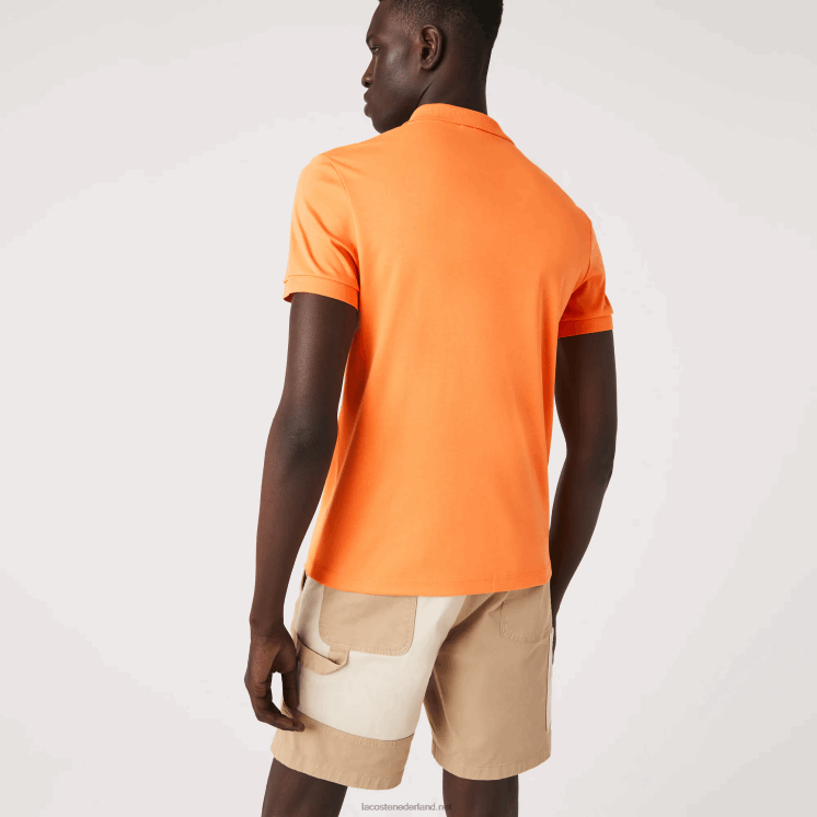 Lacoste regular-fit polo van pimakatoen 0828H946 oranje npb Heren