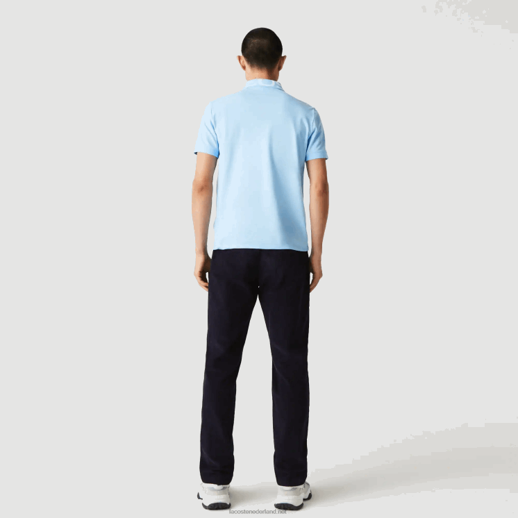 Lacoste slim fit licht ademend piqué poloshirt met letters in de hals 0828H900 blauwe hbp Heren