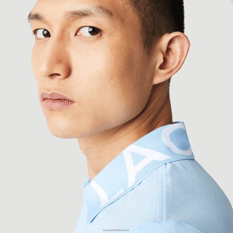 Lacoste slim fit licht ademend piqué poloshirt met letters in de hals 0828H900 blauwe hbp Heren