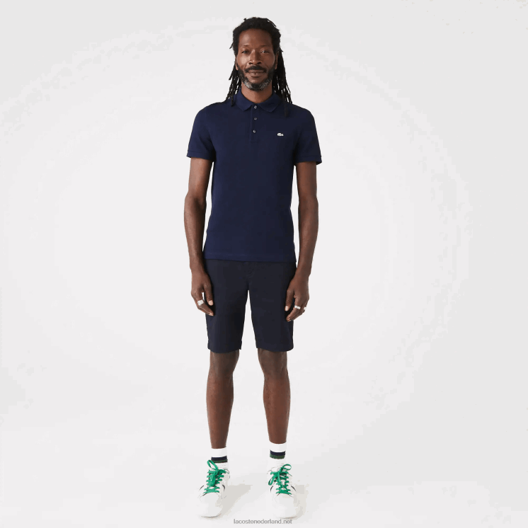 Lacoste slim fit petit pique stretch polo 0828H563 marineblauw 166 Heren