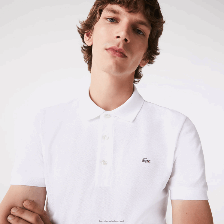 Lacoste slim fit petit pique stretch polo 0828H564 wit 001 Heren