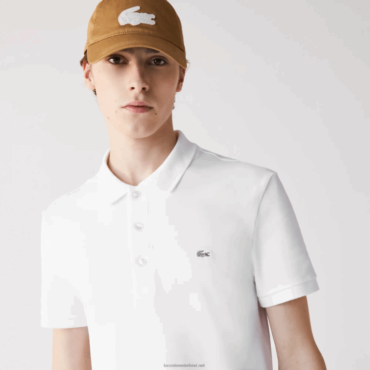 Lacoste slim fit petit pique stretch polo 0828H564 wit 001 Heren