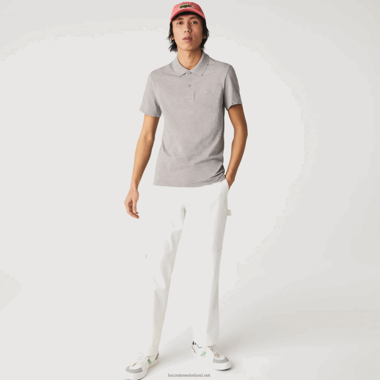 Lacoste slim fit piqué polo van biologisch stretchkatoen 0828H599 grijze chine 4jv Heren