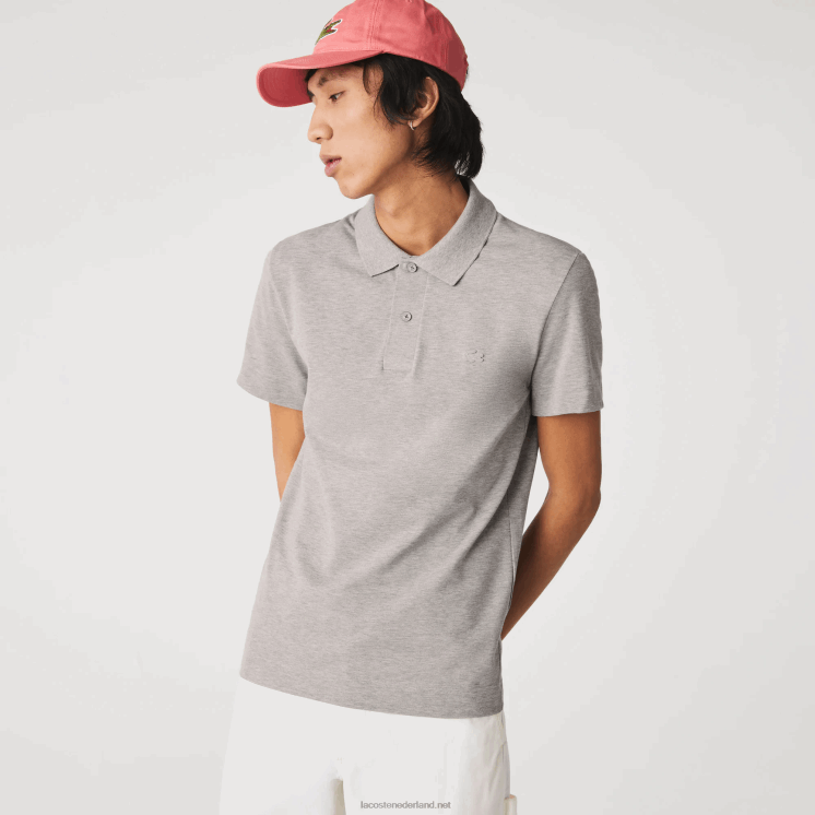 Lacoste slim fit piqué polo van biologisch stretchkatoen 0828H599 grijze chine 4jv Heren