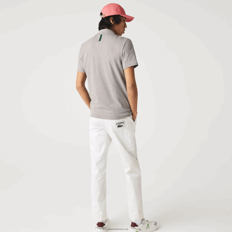 Lacoste slim fit piqué polo van biologisch stretchkatoen 0828H599 grijze chine 4jv Heren