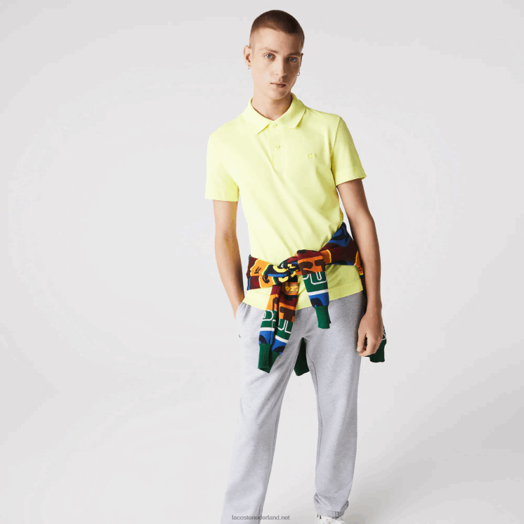 Lacoste slim fit piqué polo van biologisch stretchkatoen 0828H600 flitsende gele tuk Heren