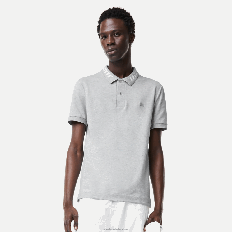 Lacoste slim fit stretch piqué polo van merknaam 0828H778 grijze chine ca Heren