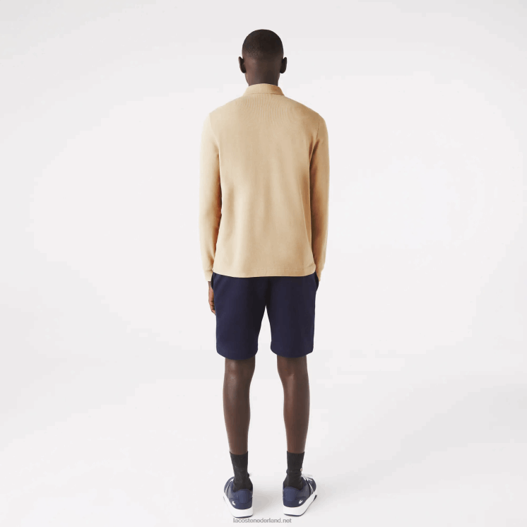 Lacoste smart paris piqué polo met lange mouwen van stretchkatoen 0828H1297 beige 02s Heren