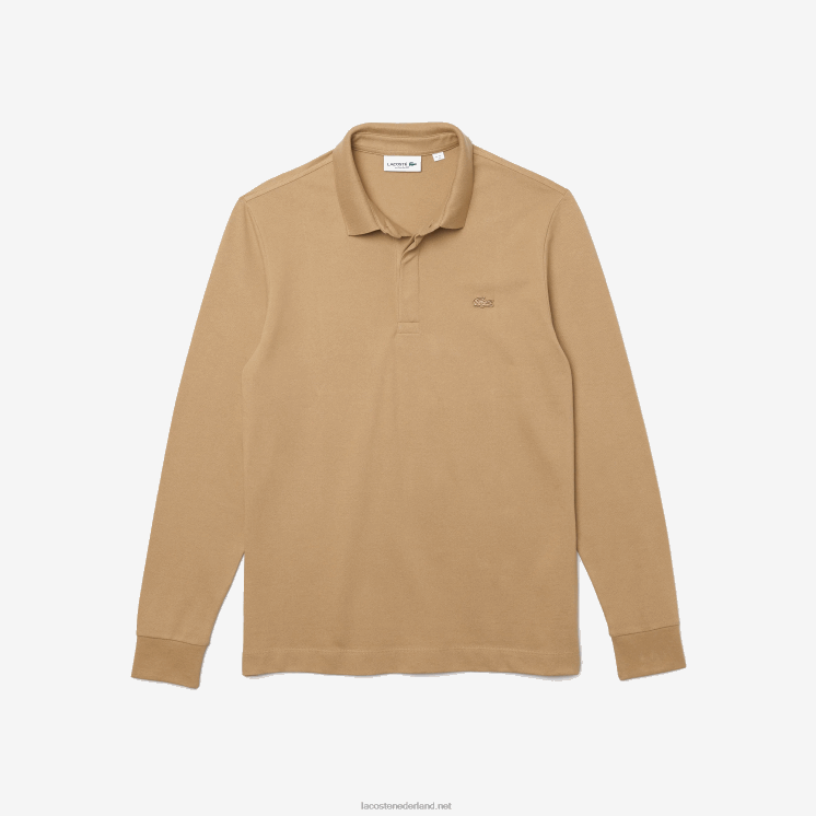 Lacoste smart paris piqué polo met lange mouwen van stretchkatoen 0828H1297 beige 02s Heren