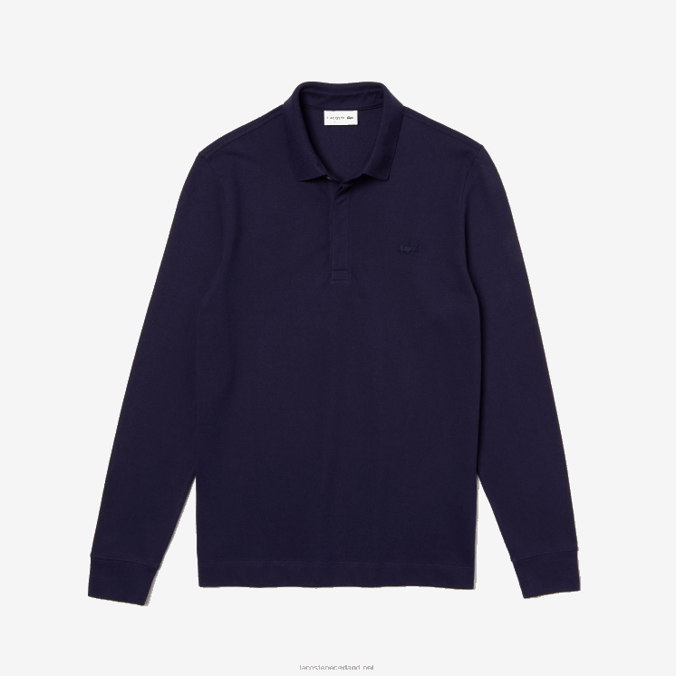 Lacoste smart paris piqué polo met lange mouwen van stretchkatoen 0828H665 marineblauw 166 Heren