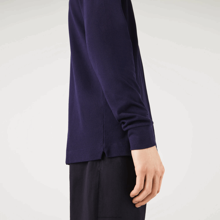 Lacoste smart paris piqué polo met lange mouwen van stretchkatoen 0828H665 marineblauw 166 Heren