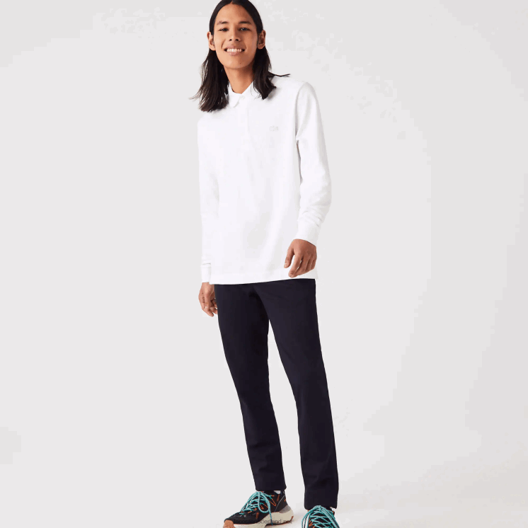 Lacoste smart paris piqué polo met lange mouwen van stretchkatoen 0828H666 wit 001 Heren