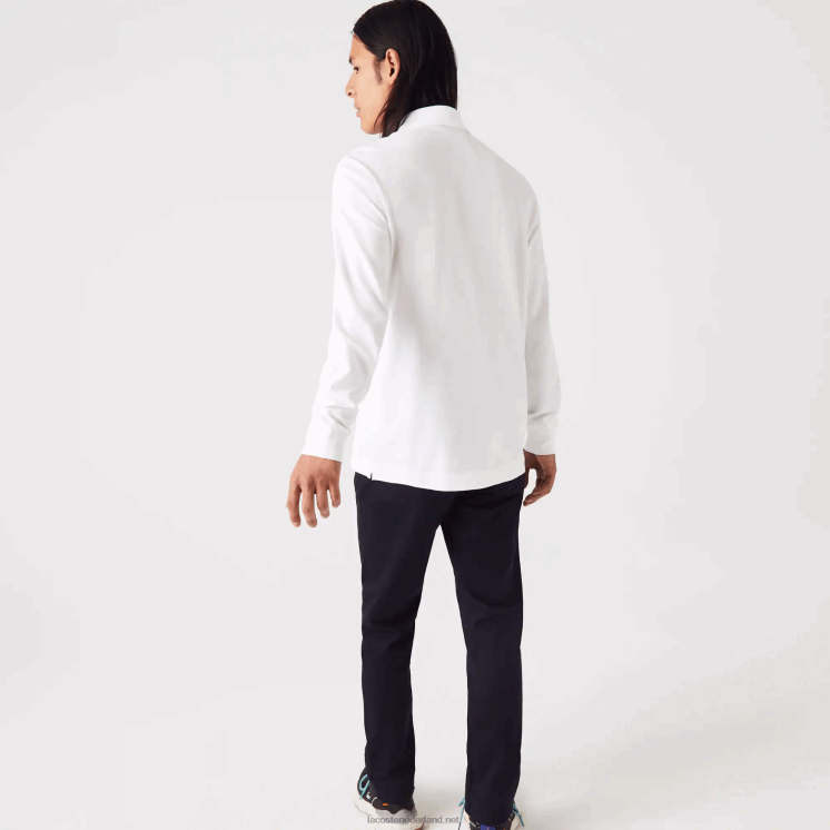 Lacoste smart paris piqué polo met lange mouwen van stretchkatoen 0828H666 wit 001 Heren