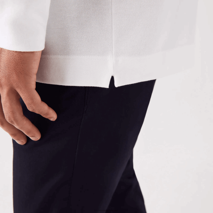 Lacoste smart paris piqué polo met lange mouwen van stretchkatoen 0828H666 wit 001 Heren