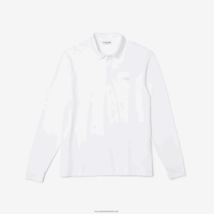 Lacoste smart paris piqué polo met lange mouwen van stretchkatoen 0828H666 wit 001 Heren