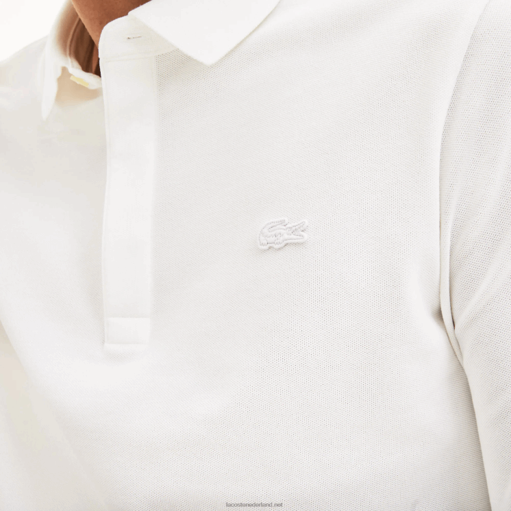 Lacoste smart paris piqué polo met lange mouwen van stretchkatoen 0828H666 wit 001 Heren