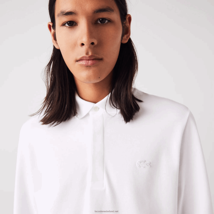 Lacoste smart paris piqué polo met lange mouwen van stretchkatoen 0828H666 wit 001 Heren