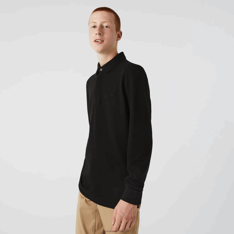 Lacoste smart paris piqué polo met lange mouwen van stretchkatoen 0828H667 zwart 031 Heren