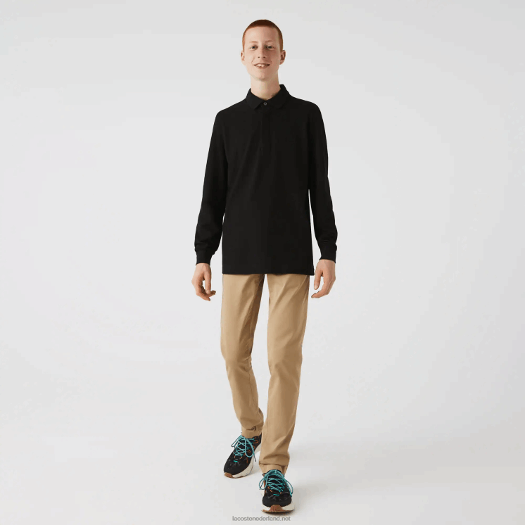 Lacoste smart paris piqué polo met lange mouwen van stretchkatoen 0828H667 zwart 031 Heren