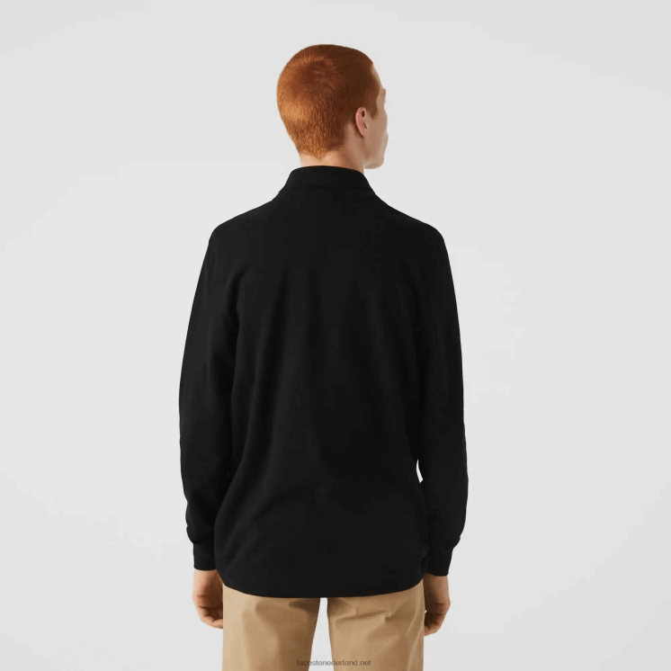 Lacoste smart paris piqué polo met lange mouwen van stretchkatoen 0828H667 zwart 031 Heren
