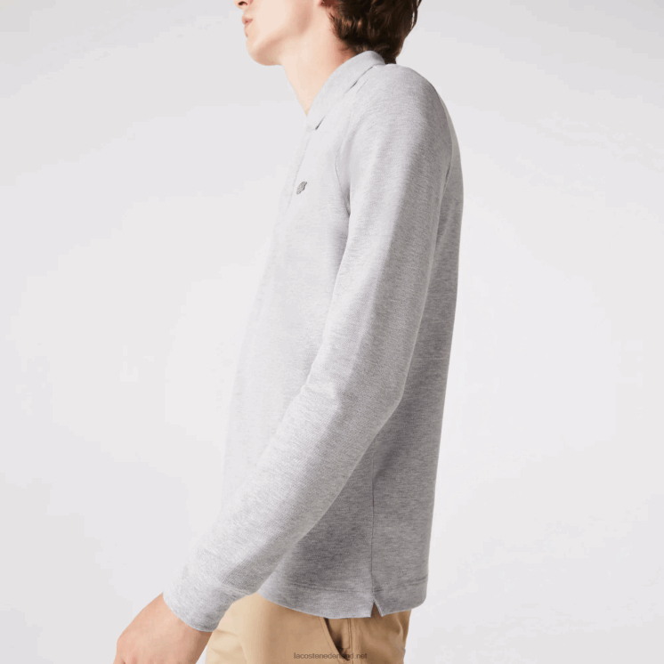 Lacoste smart paris piqué polo met lange mouwen van stretchkatoen 0828H668 grijze chine ca Heren