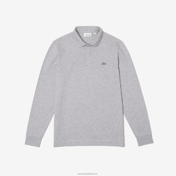 Lacoste smart paris piqué polo met lange mouwen van stretchkatoen 0828H668 grijze chine ca Heren