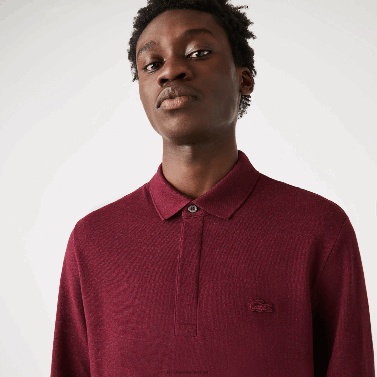 Lacoste smart paris piqué polo met lange mouwen van stretchkatoen 0828H810 bordeaux sxl Heren