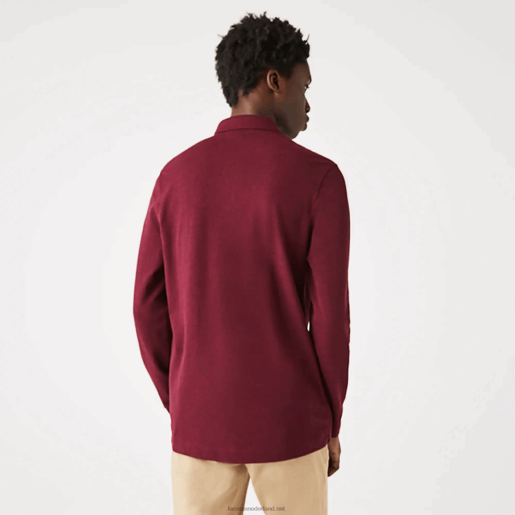 Lacoste smart paris piqué polo met lange mouwen van stretchkatoen 0828H810 bordeaux sxl Heren
