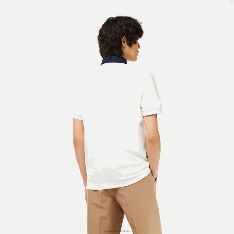 Lacoste smart paris piqué polo van biologisch katoen 0828H194 wit marineblauw ev0 Heren