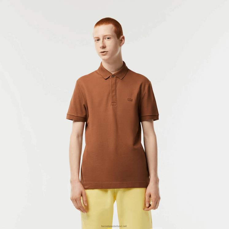 Lacoste smart paris piqué polo van stretchkatoen 0828H117 lichtbruin lfa Heren