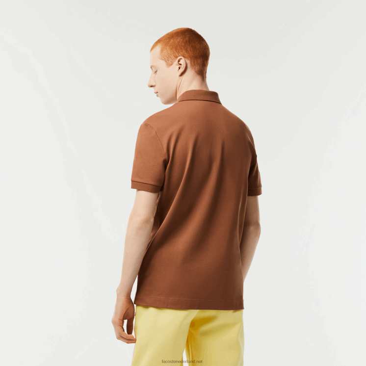 Lacoste smart paris piqué polo van stretchkatoen 0828H117 lichtbruin lfa Heren