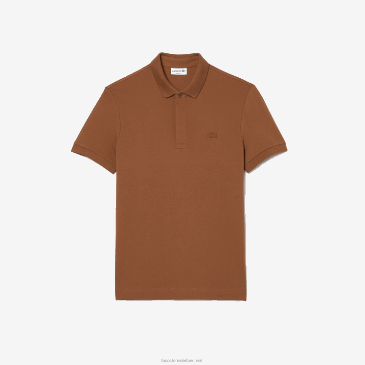 Lacoste smart paris piqué polo van stretchkatoen 0828H117 lichtbruin lfa Heren