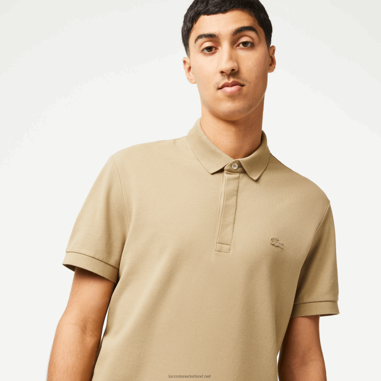 Lacoste smart paris piqué polo van stretchkatoen 0828H124 beige cb8 Heren