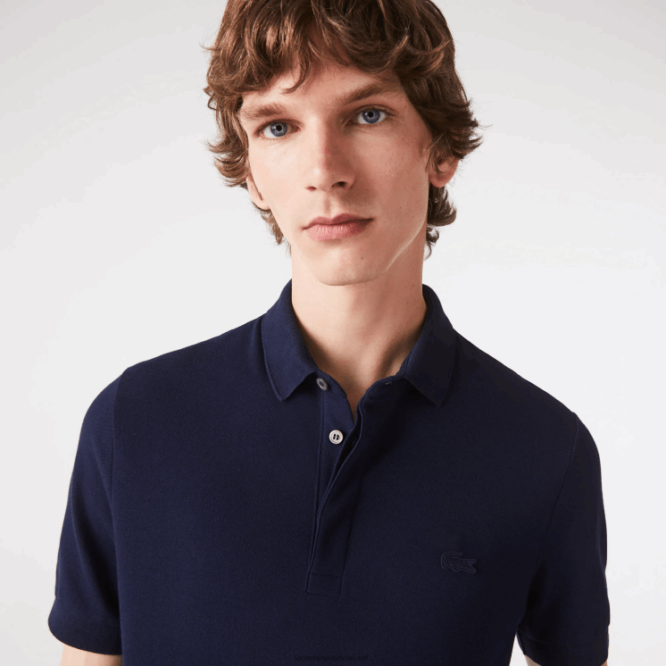 Lacoste smart paris piqué polo van stretchkatoen 0828H611 marineblauw 166 Heren